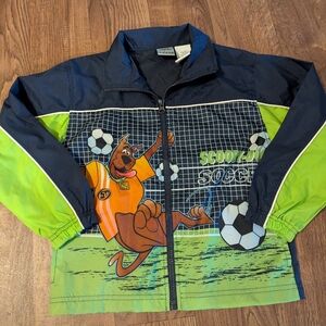 Scooby Doo vintage boys soccer lightweight jacket size 6/7 Windbreaker Green